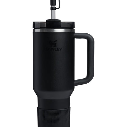 Botte et capuchon de paille STANLEY Quencher | Protecteur en silicone antidérapant pour gobelet de 40 oz avec poignée | Ensemble d'accessoires pour tasse à boire en acier inoxydable | Noir