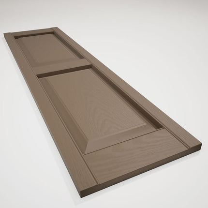 12 in. W x 52 in. H Builders Edge, TailorMade Two Equal Panels, Raised Panel Shutters, Includes Matching Installation Spikes (Per Pair), 385 - French Roast
