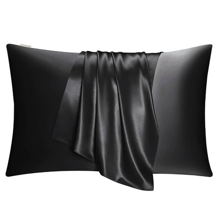 DISANGNI 100% Natural Mulberry Silk Pillow case for Hair and Skin with Hidden Zipper 22 Momme Both Sides Real Silk Pillow Case (2pc Queen Size 20" x30" Black)