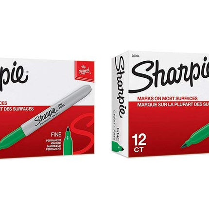 Sharpie Permanent Markers, Fine Point Green, 2 packs of 12 Total of 24