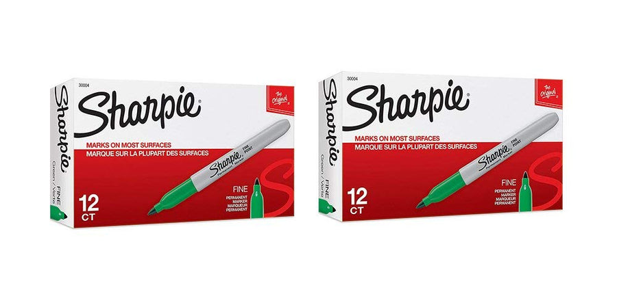 Sharpie Permanent Markers, Fine Point Green, 2 pac