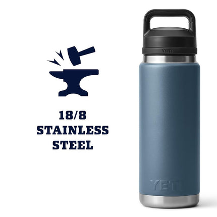 Yeti Rambler 26 oz Bottle, Vacuum Insulated, Stainless Steel with Chug Cap, Nordic Blue