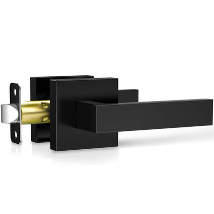 Plustool 1 Pack Matte Black Door Handles, Passage 