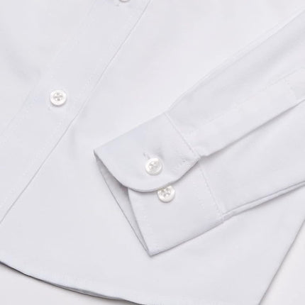 IZOD Boys' Long Sleeve Solid Button-Down Collared Oxford Shirt with Chest Pocket, White, 20