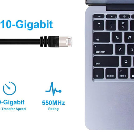 Monoprice Cat6A 3ft Black Patch Cable Double Shielded (S/FTP) 26AWG 10G Pure Bare Copper Snagless RJ45 Fullboot Series Ethernet Cable