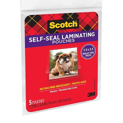 Scotch Self-Sealing Laminating Pouches, Gloss Finish, 2.5 Inches x 3.5 Inches, 5 Pouches, 6 Pack (PL903G)