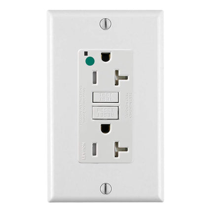 Leviton 20A-125V Extra-Heavy Duty Hospital Grade Tamper-Resistant Duplex Self-Test GFCI Receptacle, 20-Amp, GFTR2-HGW, White