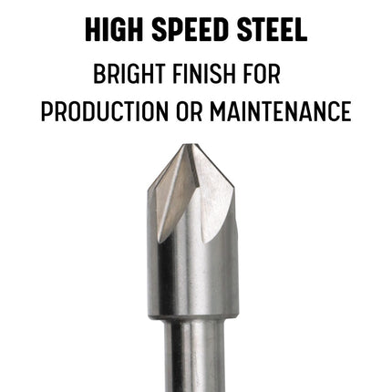 Drill America DEWCHAT Series High-Speed Steel Chatterless Countersink, 6 Flute, 1/4" Shank Diameter, 5/16" Size, 90 Degrees Angle (Pack of 1)