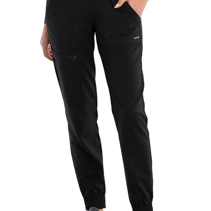 CHEROKEE Women's Mid Rise Tapered Leg Jogger Scrubs Pant, Black, XXL Plus Tall