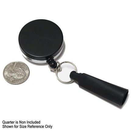 Paquete de 2 identificadores de especialista - Sujetador de bolígrafo retráctil resistente - Ideal para marcadores y lápices de carpintero - Cable de nailon grueso, carrete autorretráctil y clip de metal ajustado para cinturón de Reel-N-Rite