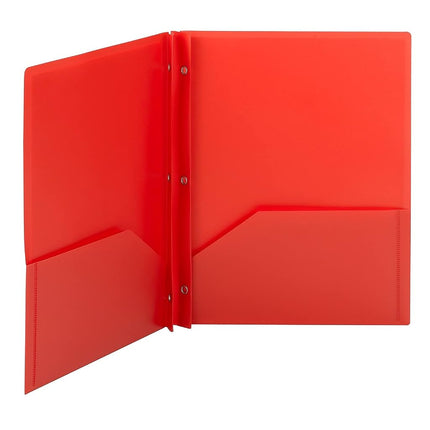 Smead Poly Two, Pocket Folder with Fasteners, 11" x 8 1/2", Pack of 25, Red (87727)