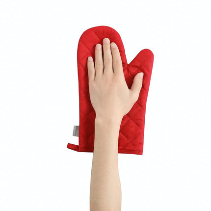 Oven Mitts and Pot Holders 4 pcs Set,High Heat Resistant 500 Degree Extra Thicken Long Kitchen Cotton Oven Glove for Cooking (12 Inch,Red)
