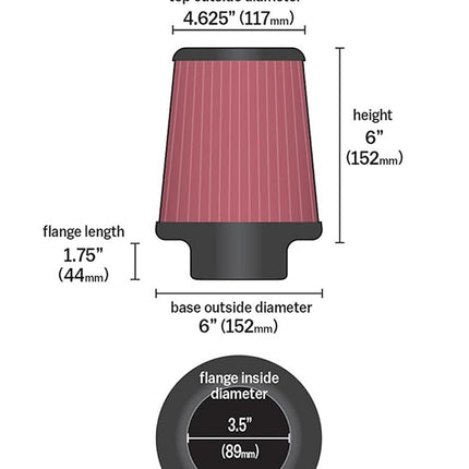 K&N Filters RE-0950 Washable and Reusable Car and Motorcycle Universal Rubber Filter