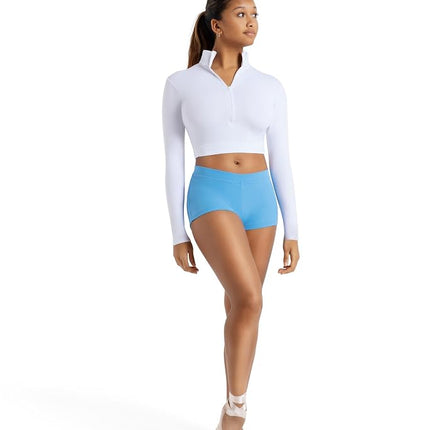 Capezio Womens Turtleneck Long Sleeve Top, White, 