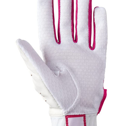 Mizuno MVP Youth Tee Ball Batting Glove, White-Pink, T-Ball