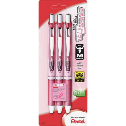 Pentel� EnerGel� RTX Retractable Liquid Gel Pens, Medium Point, 0.7 mm, 54% Recycled, Assorted Barrel Colors, Black Ink, Pack Of 3 Pens