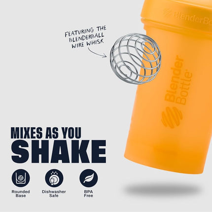 Bouteille shaker BlenderBottle Classic V2, parfaite pour les shakes protéinés et les boissons pré-entraînement, 828 ml, mangue