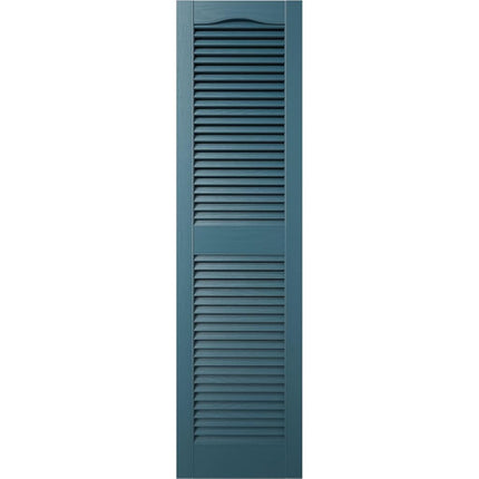 Lifetime Vinyl LL1S14X04300MB Standard Cathedral Top Center Mullion, Open Louver Vinyl Shutters, w/Installation Shutter-Lok's & Matching Screws (Per Pair), 14 1/2"W x 43"H, Midnight Blue