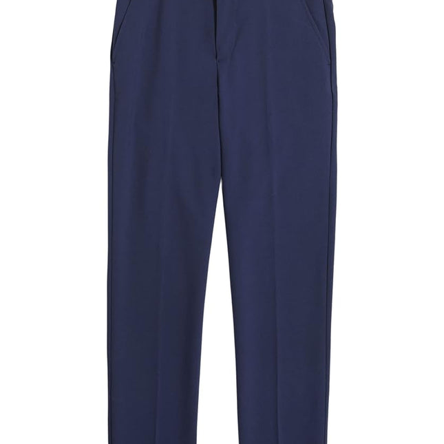 Van Heusen Boys' Flex Stretch Flat Front Dress Pants, Bank Blue Solid, 16 Husky