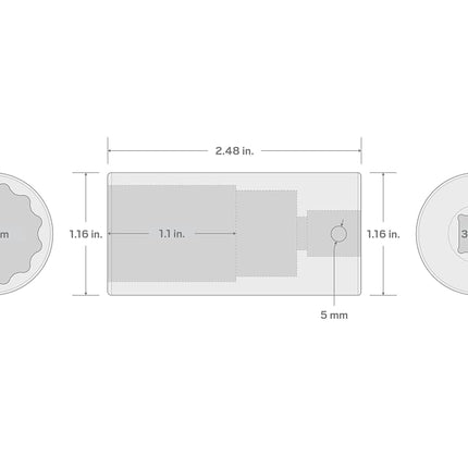 TEKTON 3/8 Inch Drive x 22 mm Deep 12-Point Impact Socket | SID13322