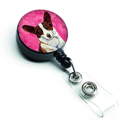 Caroline's Treasures Pink Corgi Retractable Badge Reel, Multicolor (LH9378PKBR)