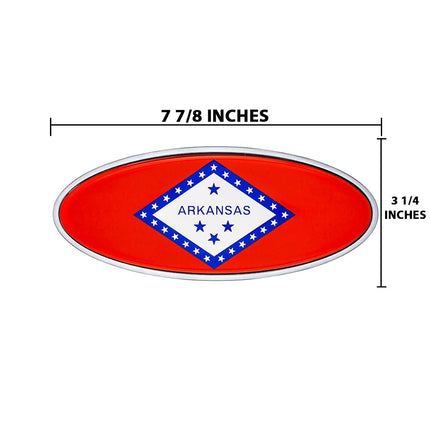 United Pacific 10973 Die-Cast Metal 7 ⅞” x 3 ¼” Chrome Oval Shape Emblem for Peterbilt, Mounting Stud w/Double-Sided Backing – ONE Emblem – Arkansas Flag