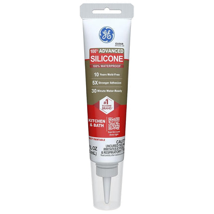 GE Advanced Silicone Caulk for Kitchen & Bathroom,