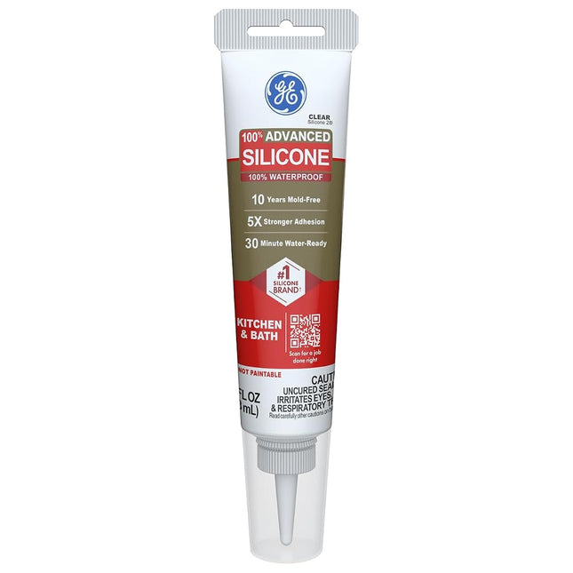 GE Advanced Silicone Caulk for Kitchen & Bathroom,