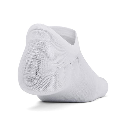 Under Armour Unisex-Adult Essential Ultra Low Tab Socks 6 Pack, (100) White/White/Halo Gray, Large