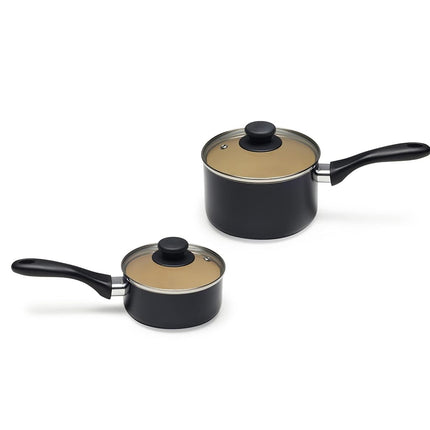 Amazon Basics 11-Piece Ceramic Non-Stick Pots and Pans Set, Dishwasher & Oven Safe, Non-Toxic, Easy Clean, Black/Cream