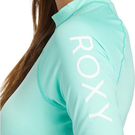 Roxy Women's Short Sleeve Compression Fit Rashguard UPF 50+ Quick Dry Recycled Swim Shirt, Opal, Medium