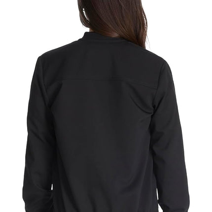 Dickies Women Scrub Jacket Zip Front Warm-Up Rib Knit Collar with 2 Welt Pocket DK365, Black, Medium