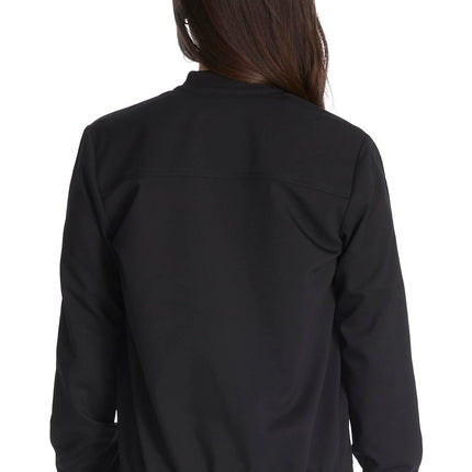 Dickies Women Scrub Jacket Zip Front Warm-Up Rib Knit Collar with 2 Welt Pocket DK365, Black, Medium