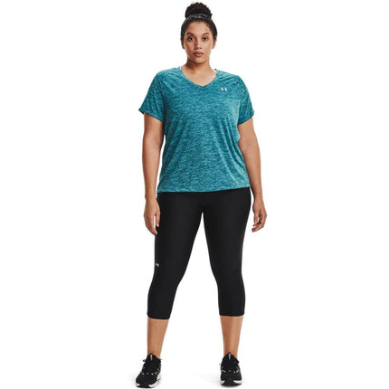 Under Armour Women's HeatGear High Waisted Pocketed Capri, Black (001)/White, X-S Tall