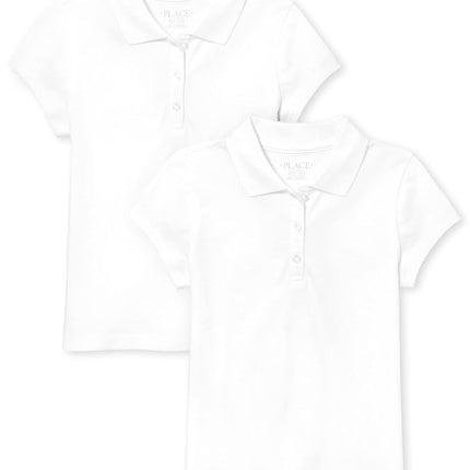 Polo à manches courtes pour filles The Children's Place, lot de deux, blanc, TTP (4)