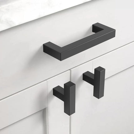 Asidrama 10 Pack 3.75 Inch(96mm) Matte Black Kitchen Cabinet Handles, Stainless Steel Cabinet Pulls Kitchen Cabinet Hardware for Cupboard Drawer Handles Dresser Pulls