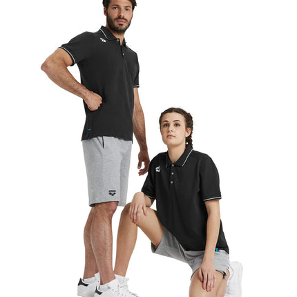 ARENA Unisex Team Polo Shirt Cotton Solid Polo Shirt, Black, XXL