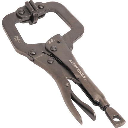 Klein Tools 38620 C-Clamp Locking Pliers with Swivel Pad Jaws, Intuitive Thumb Knob, Adjustable Clamp for Home, Shop, Woodworking, 6-Inch