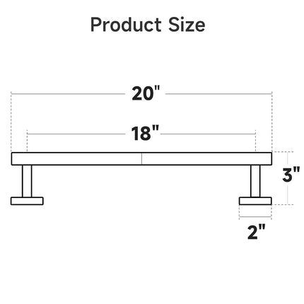 USHOWER Brushed Gold Towel Bar, 18-Inch Large Bathroom Towel Rack, SUS304 Stainless Steel, Modern Style