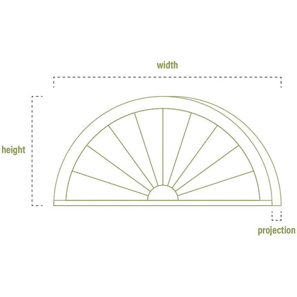 Ekena Millwork 26"W x 13"H x 2"P Half Round 4 Spoke Architectural Grade PVC Pediment