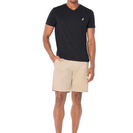 Nautica Men's Short Sleeve Solid Slim Fit V-Neck T-Shirt, True Black, Large