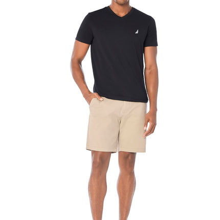 Nautica Men's Short Sleeve Solid Slim Fit V-Neck T-Shirt, True Black, Large