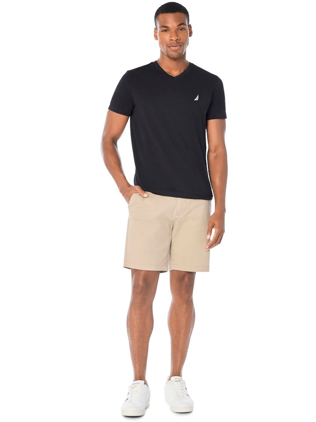 Nautica Men's Short Sleeve Solid Slim Fit V-Neck T-Shirt, True Black, Large