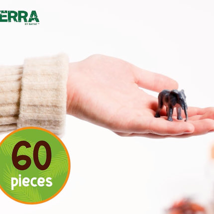 Terra by Battat Wild Animal Figurines Tube, 60 Mini Safari Figures, Animals