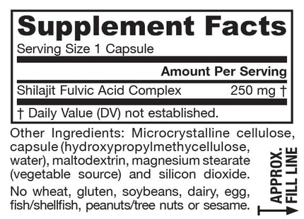 Jarrow Formulas Shilajit Fulvic Acid Complex 250 Mg, Supports Energy Production, 60 Veggie Caps