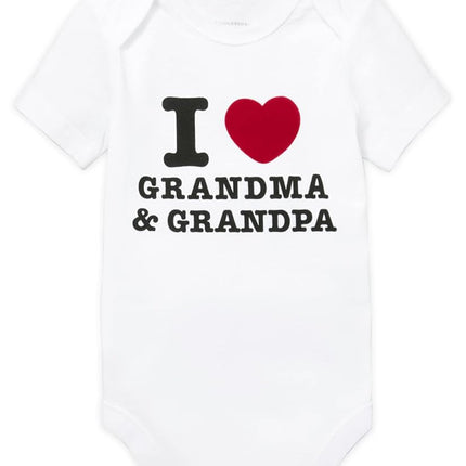 The Children's Place unisex-baby Short Sleeve 100% Cotton Football Bodysuit, I Heart Grandma and Grandpa, 18-24 Months