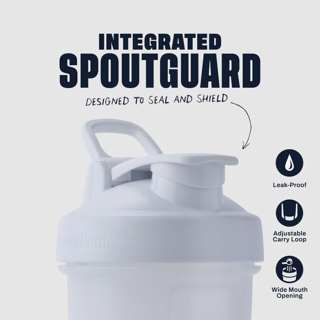 BlenderBottle Classic V2 Shaker Bouteille idéale pour les shakers de protéines et les pré-entraînements, 590 ml, Blanc