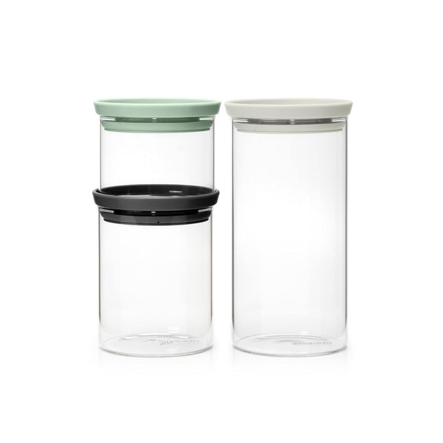 Brabantia Stackable Glass Jar with Soft Tone Lids 