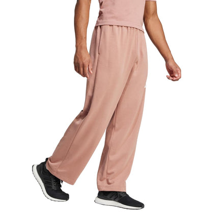adidas Men's Essential 3-Bar Wide Leg Pants, Warm Clay/White, Medium Tall