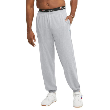 Champion Men's Everyday Fitted Ankle Cotton Knit Pants, 31.5" Inseam, Left Hip C Logo, Oxford Grey, 3X-Large